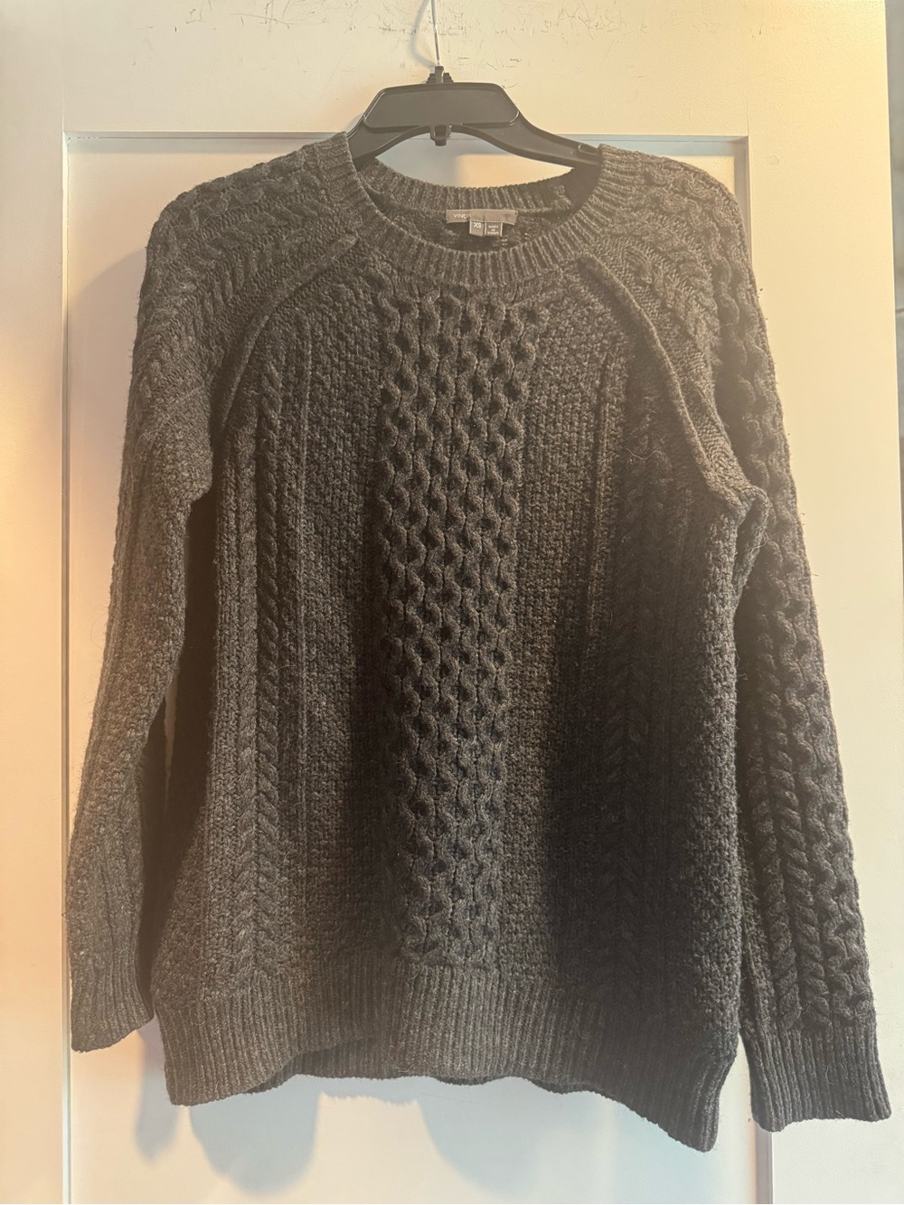 Vince Dark Gray Cable Knit Sweater oversized size xs